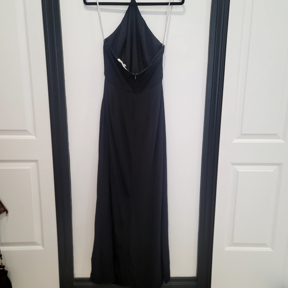LOVER + FRIENDS Black Halter Gown Maxi Dress With Side Slit Size Medium - Picture 5 of 17